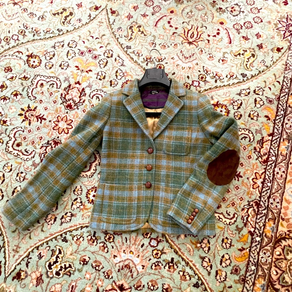 Blazer Jacket with elbow patches 100% wool J. Crew